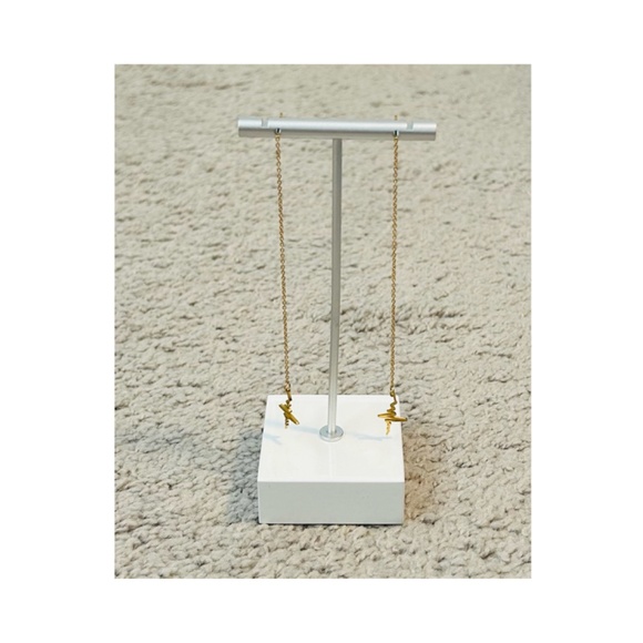 Gold Plated Stainless Steel Heartbeat Threader Earrings. NWOT - Picture 4 of 5